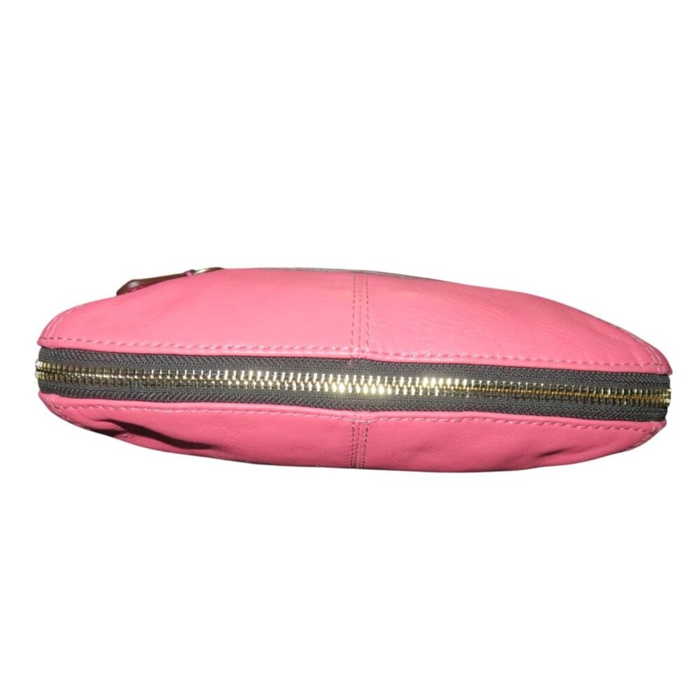 Coach 2008 Bonnie Brass Kisslock Purse Pink Full Grain Leather & Chain strap cro - Picture 5 of 11